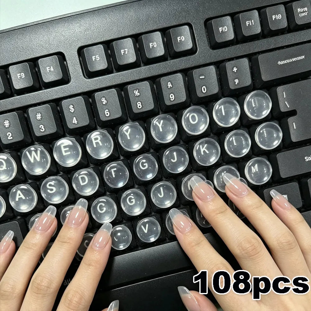 Clear Raised Silicone Keyboard Stickers for Long Nails 36–108 Pcs