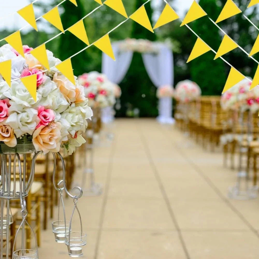 Yellow Pennant Banner Bunting 33 Ft – Triangle Flag String