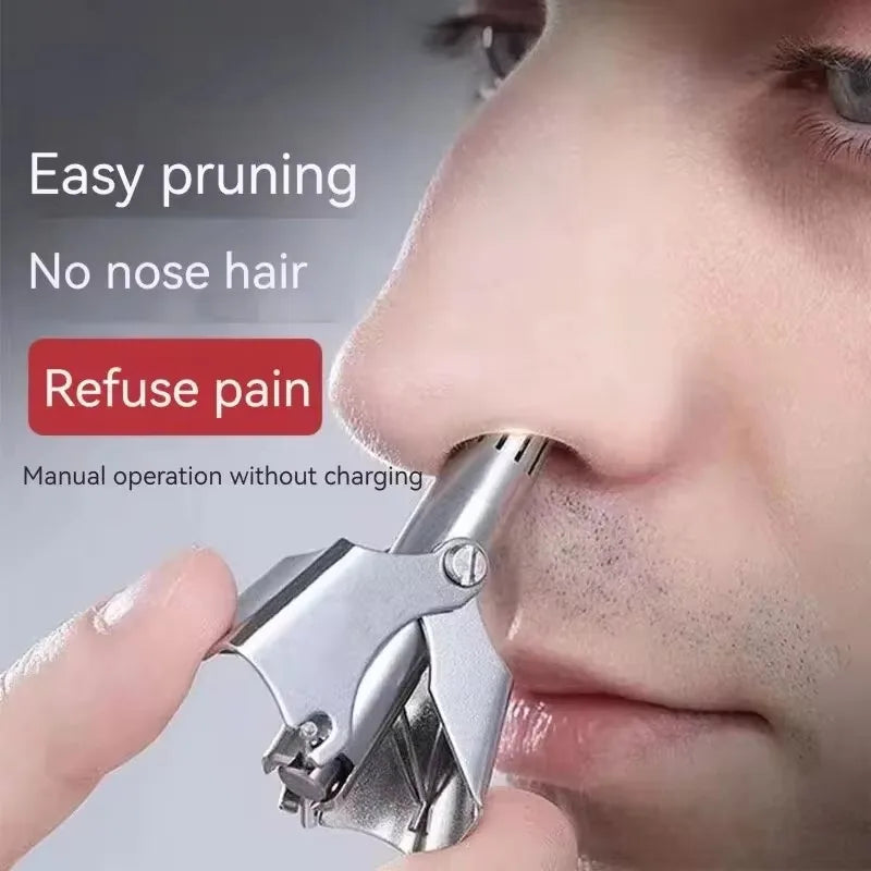Manual Nose & Ear Hair Trimmer – 360° Stainless Steel
