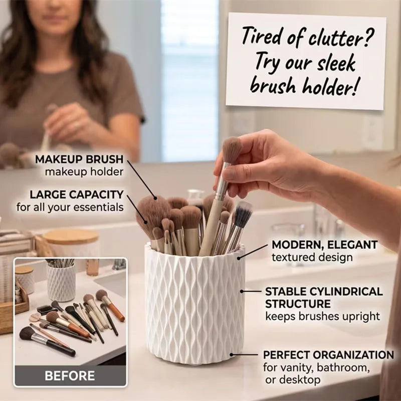 360° Rotating Makeup Brush Holder – 5-Compartment Organizer