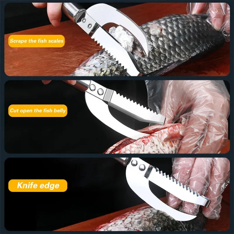 2-in-1 Stainless Steel Fish Scaler & Cutter Kitchen Tool