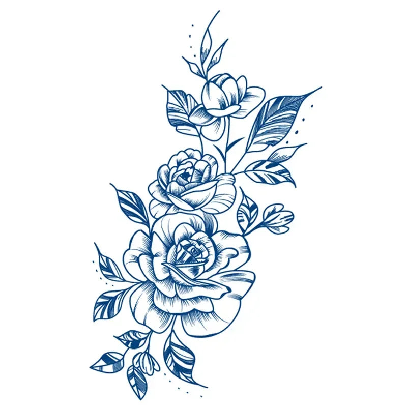 Blue Snake Temporary Tattoo Sticker – Waterproof Body Art