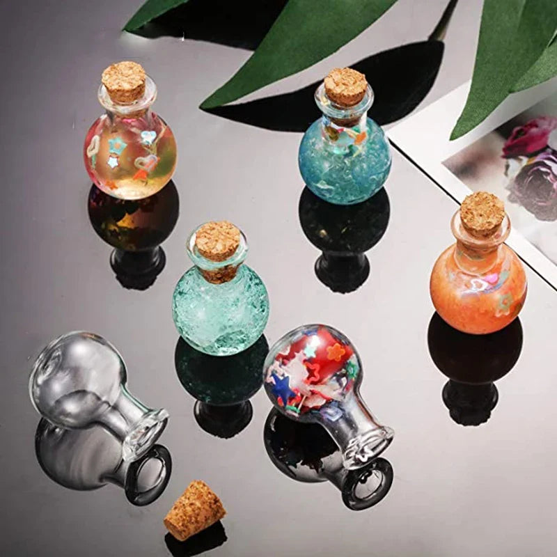 10x Mini Cork Glass Bottles – Tiny Vials for Weddings & DIY