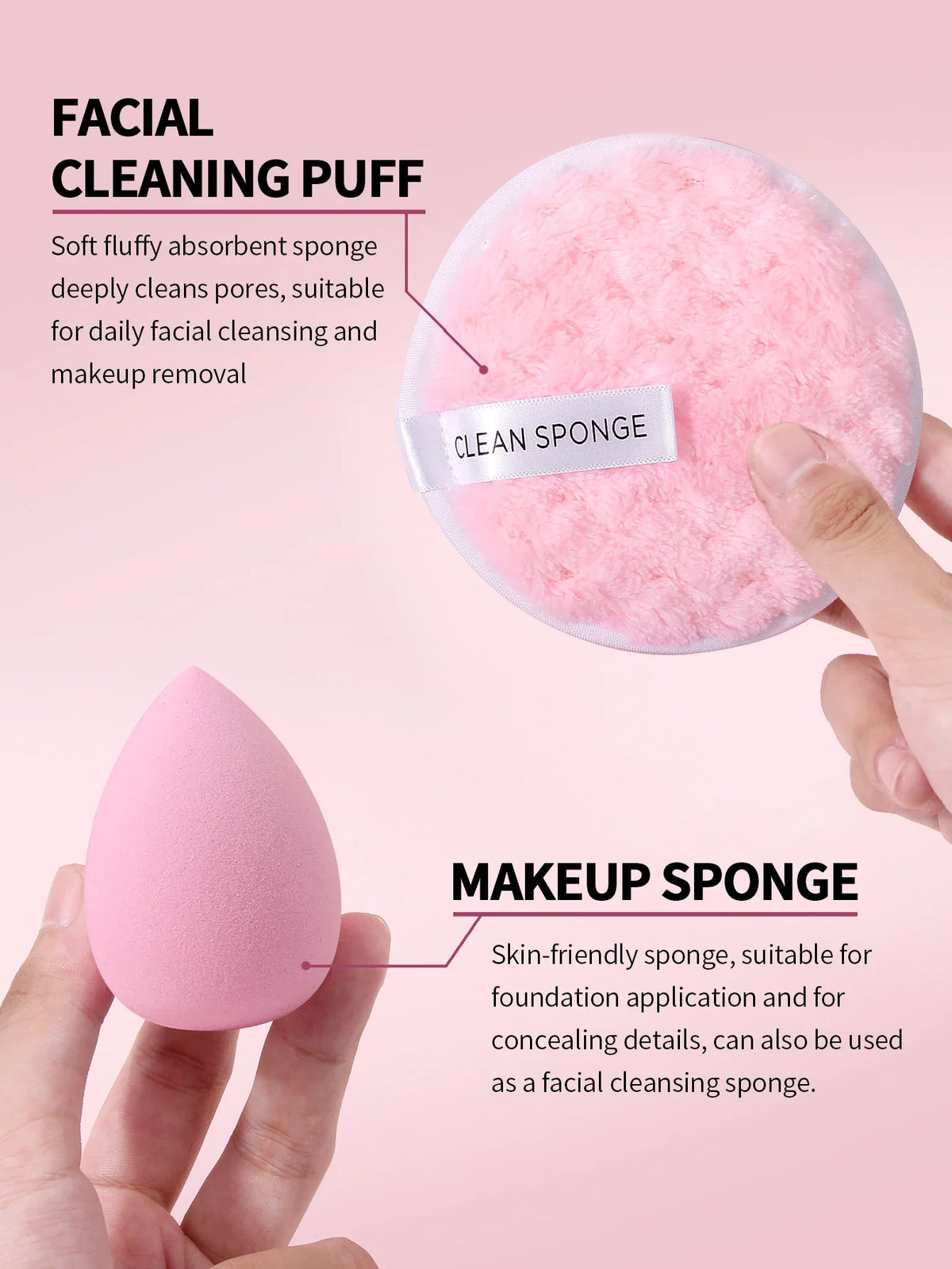 3-Piece Makeup Sponge & Powder Puff Set | Blending Sponges