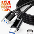 120W USB-A to USB-C Braided Fast Charge Cable 6A