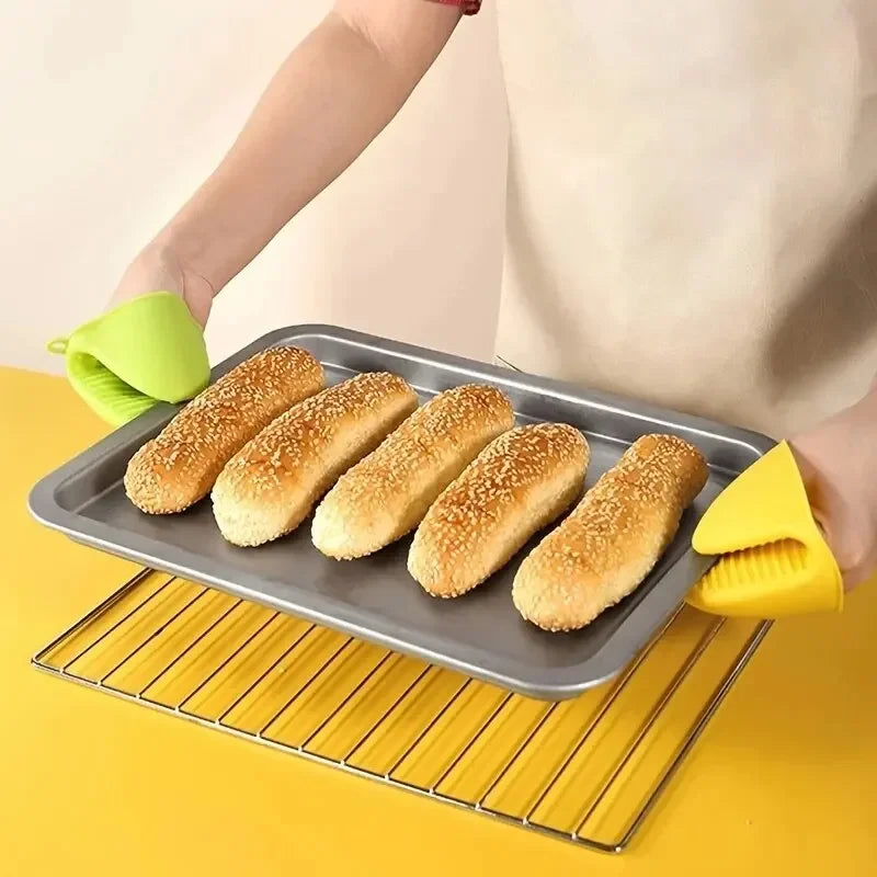 2-Pack Silicone Oven Mitts Non-Slip Heat-Resistant Kitchen Gloves