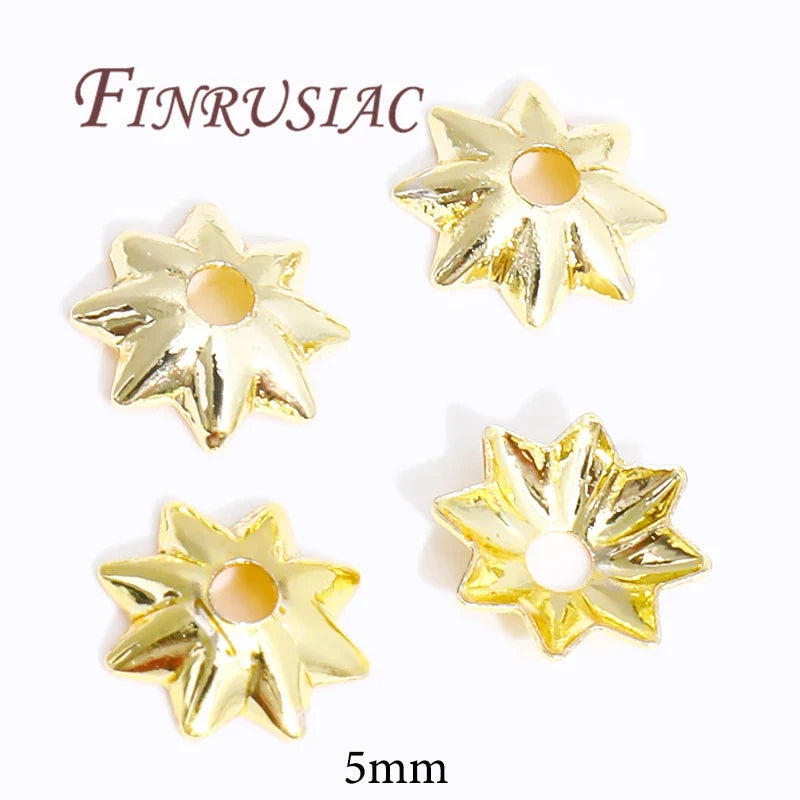 18K/14K Gold Plated Flower Bead Caps – DIY Jewelry Spacers