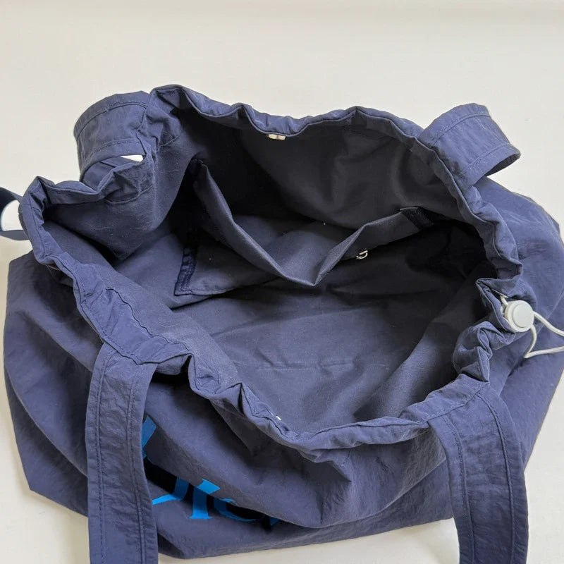 Korean Drawstring Nylon Tote Bag | Large Capacity Letter Print