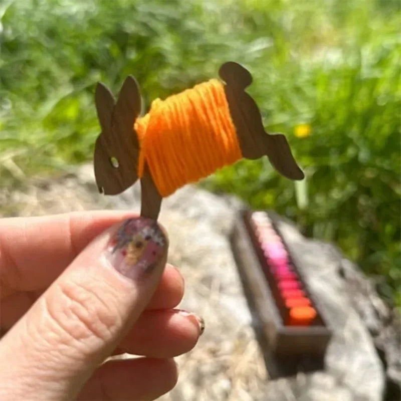 Wooden Animal Bobbin Set – Embroidery Floss Thread Organizer