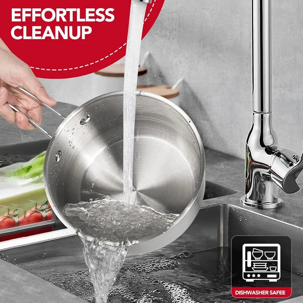 Punana 304 Stainless Steel Saucepan 1QT with Glass Strainer Lid