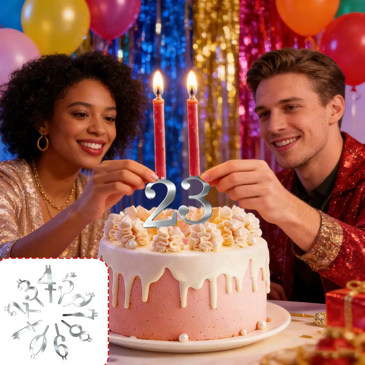 Reusable Number Cake Candle Holder Set – Digits 0–9 Topper
