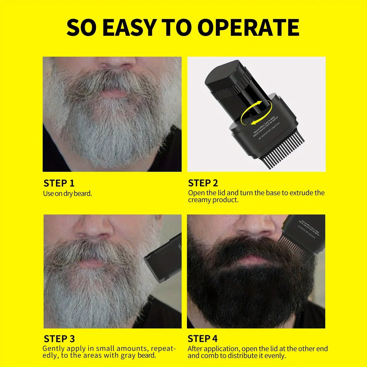 Sevich Beard Dye Stick – Waterproof Gray Coverage, 3 Colors