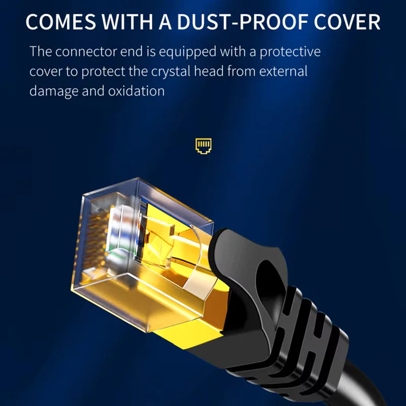 CAT8 Ethernet Cable 40Gbps 2000MHz Shielded Flat RJ45 Patch Cord
