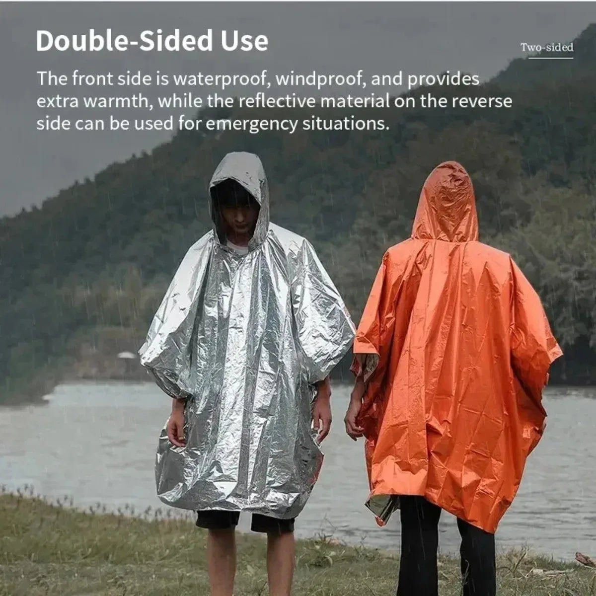 2-in-1 Emergency Rain Poncho & Thermal Survival Blanket