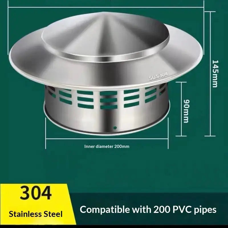Stainless Steel Chimney Cap 75-200mm Roof Duct Vent Rain Cap