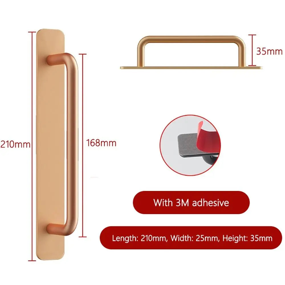 Punch-Free Aluminum Self-Adhesive Cabinet Pulls & Door Handles