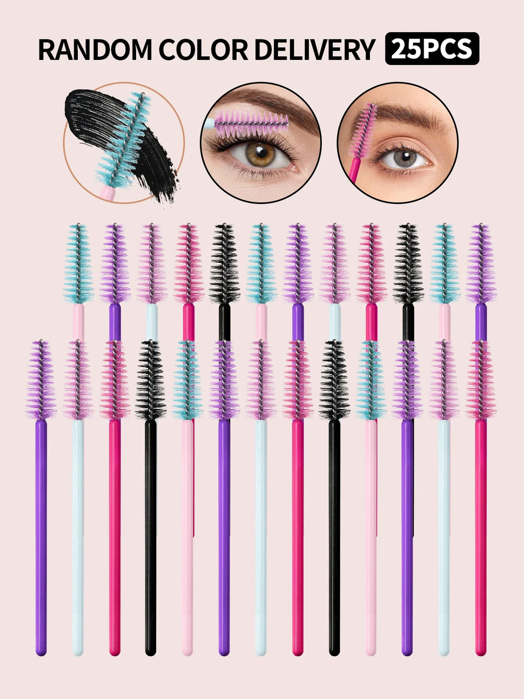 25 Pcs Eyelash Spoolie Brush Set – Mascara Wands & Eyebrow