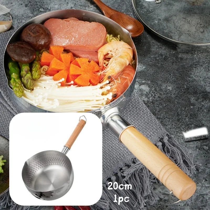 Nixie Nonstick Stainless Steel Saucepan with Wooden Handle