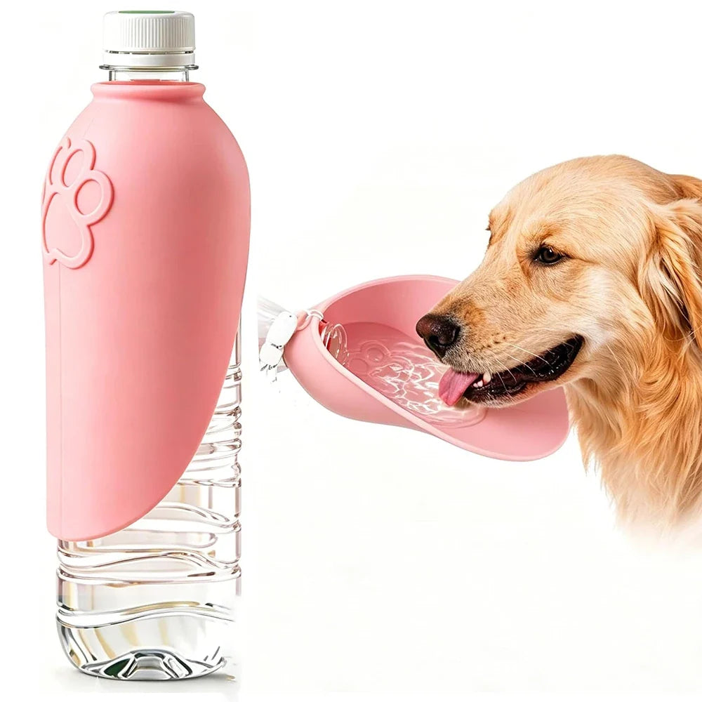 Portable Dog Water Bottle Adapter – Foldable Silicone Pet Bowl