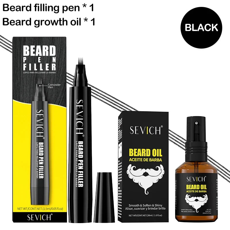 SEVICH Beard Styling Set – Growth Serum Oil & Filler Pen