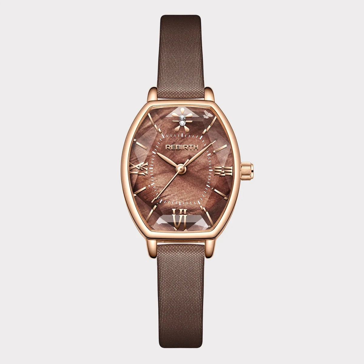 REBIRTH Women's Retro Leather Quartz Watch | Numberless Dial