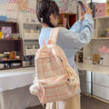 Korean Plaid Backpack – Large Capacity Student Campus Bag