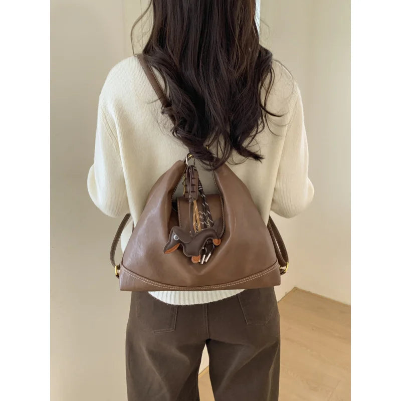 Retro Large Capacity PU Leather Tote Bag for Women