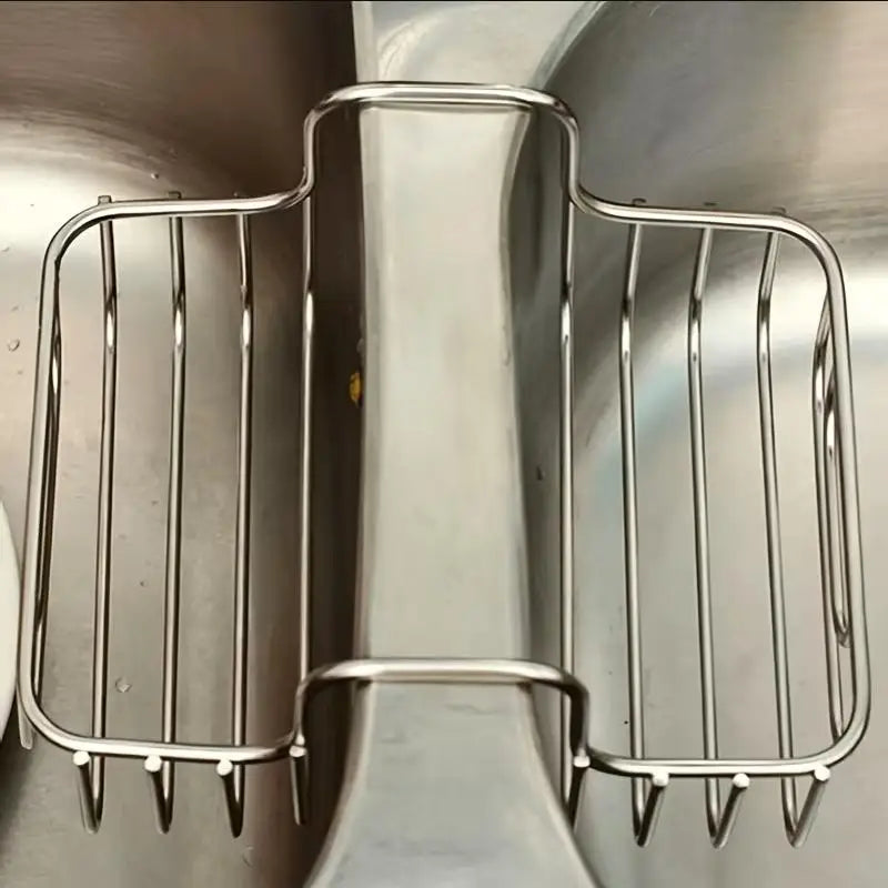 Stainless Steel Sink Sponge Draining Rack & Hanging Basket