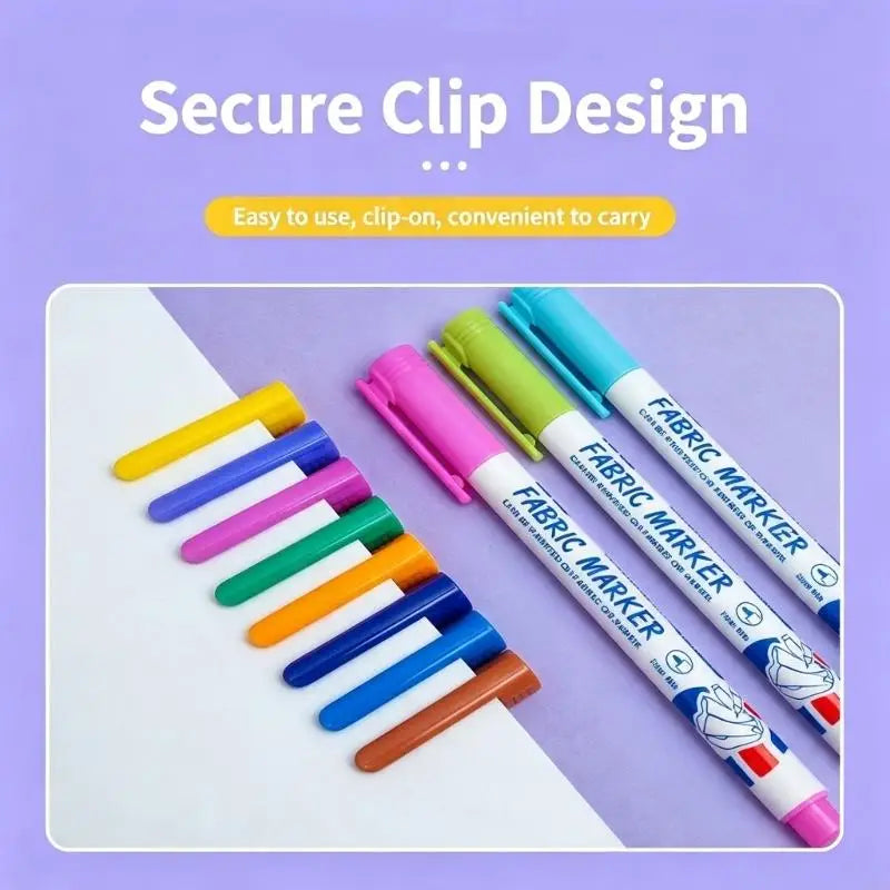 Water-Based Fabric Marker Set – 8 Colors for Cloth & Canvas