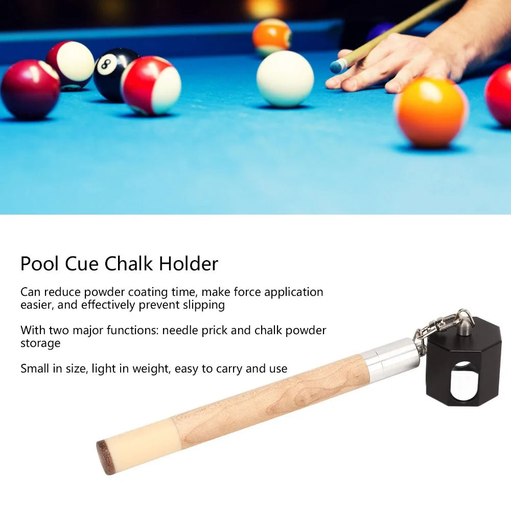 2-in-1 Pool Cue Chalk Holder & Tip Pricker – Wood & Metal