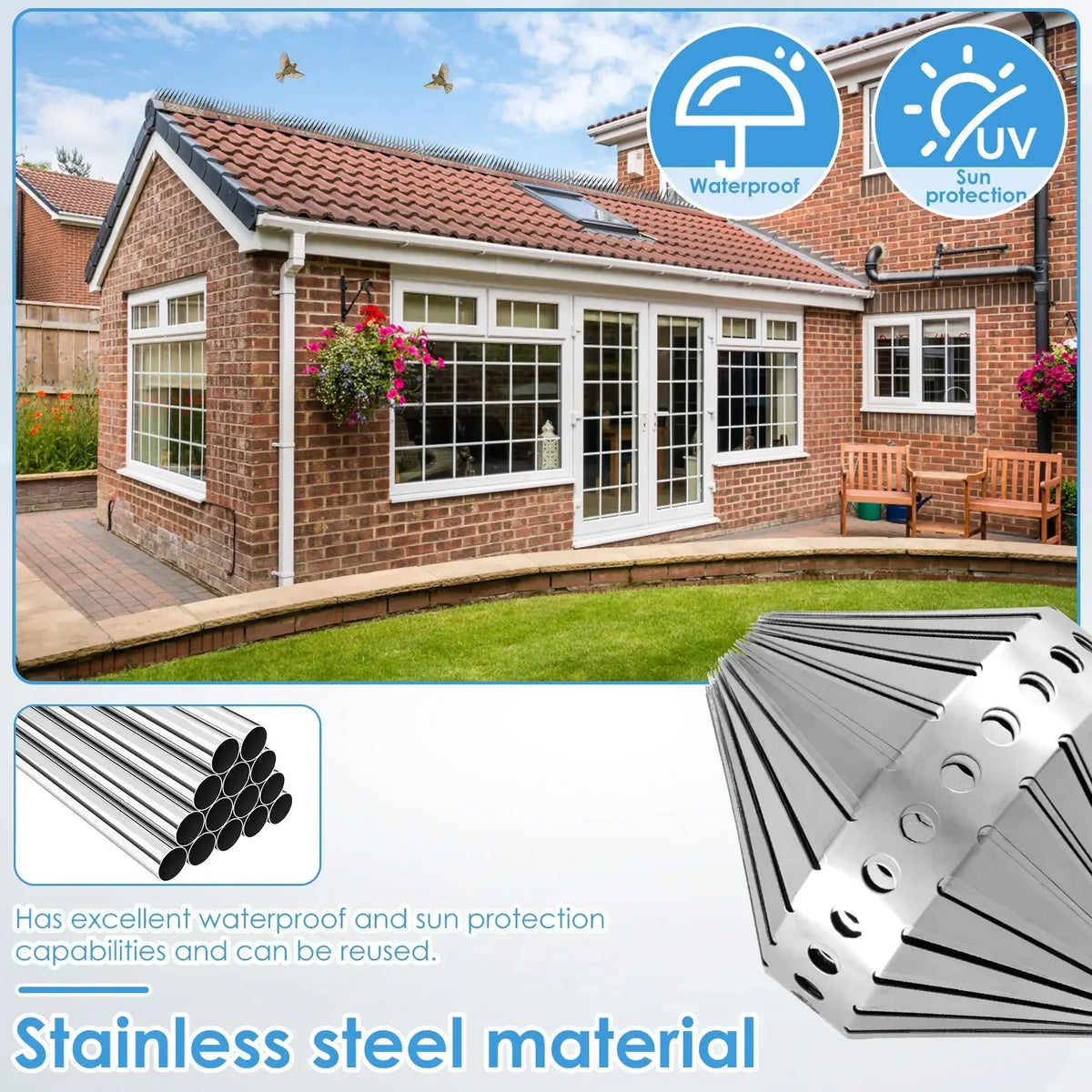 Stainless Steel Bird Spikes 2M/4M – Pigeon Deterrent for Roof