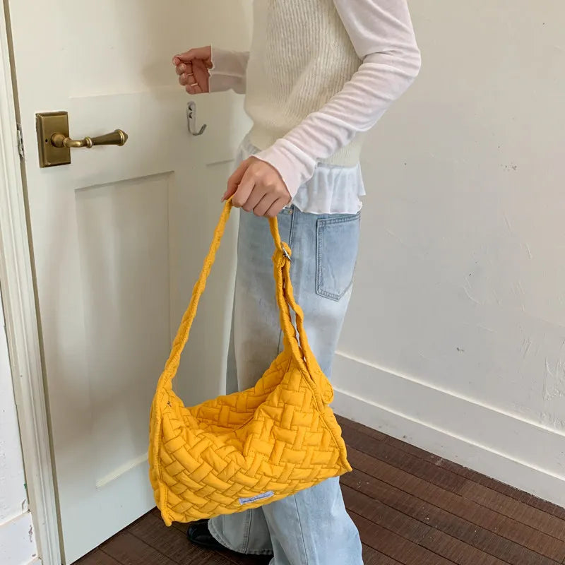 Korean Woven Women's Large Tote Shoulder & Crossbody Bag