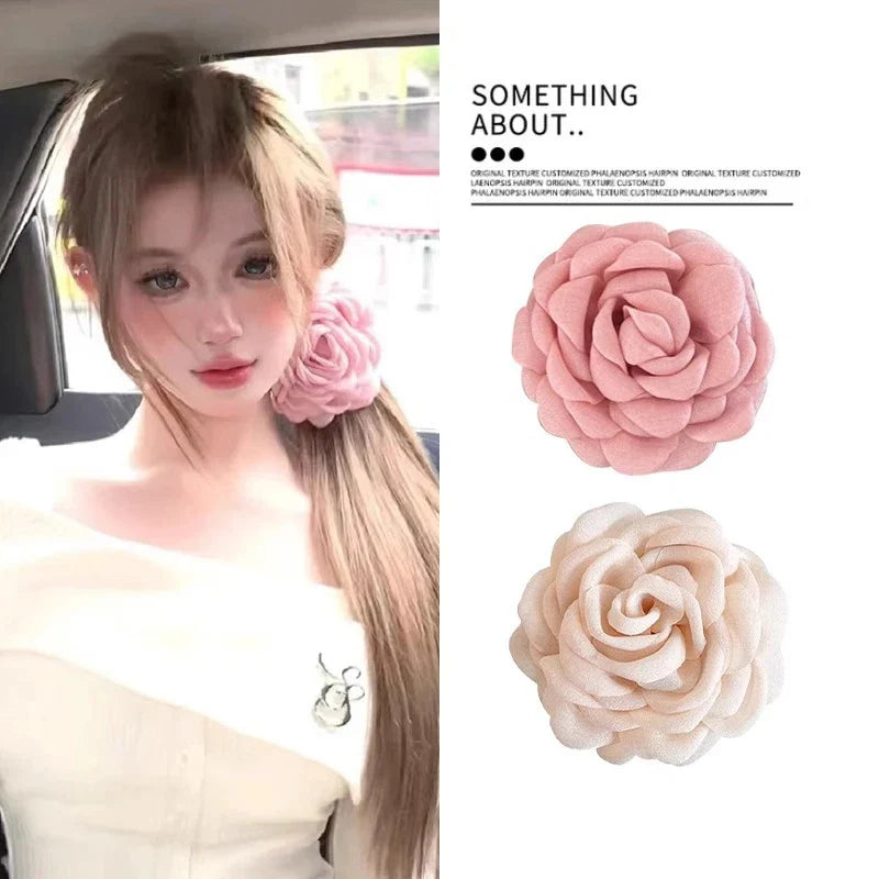 Rose Flower Hair Claw Clip – Elegant Shark Clip for Women