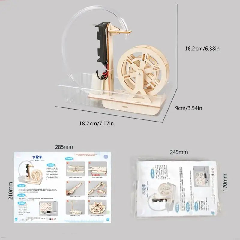 Wooden Water Wheel Model Kit – Kids Physics STEM Toy