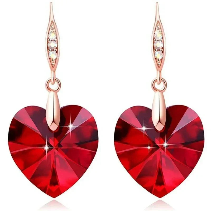 Vintage Geometric Pink Crystal Dangle Drop Earrings