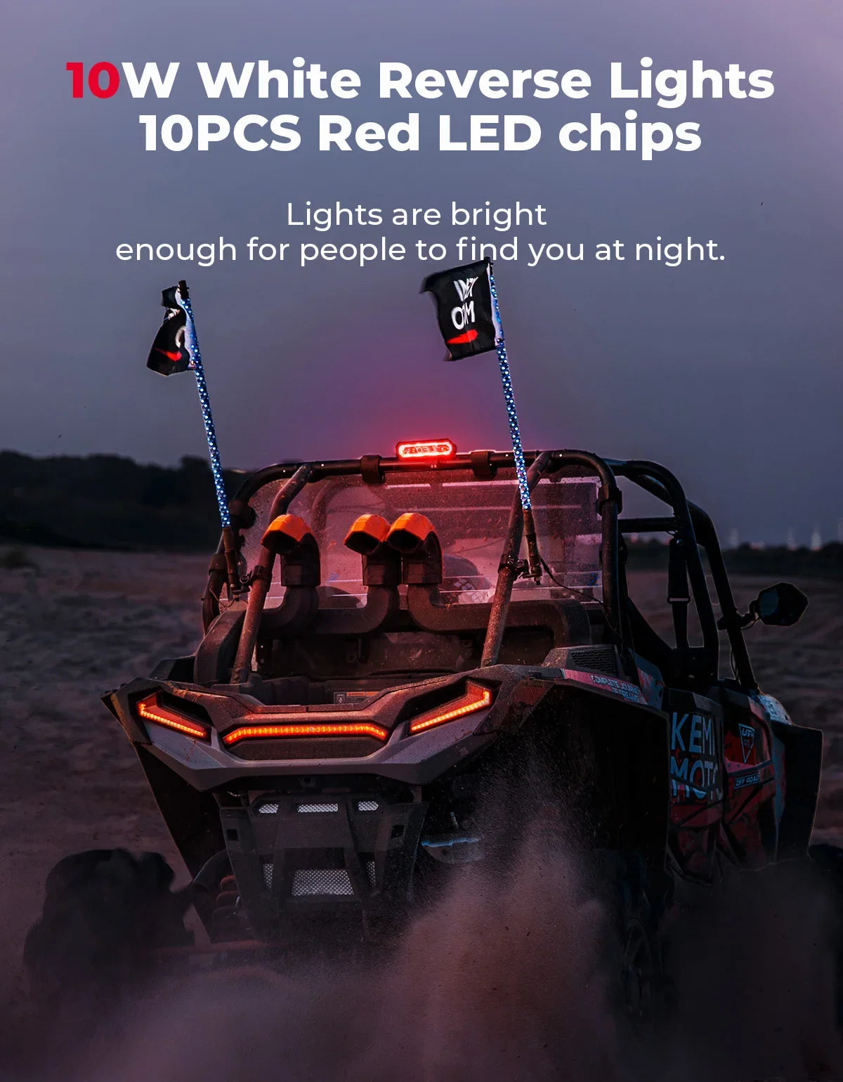 UTV LED Chase Light Bar – 5-Mode Brake & Reverse for RZR Can-Am