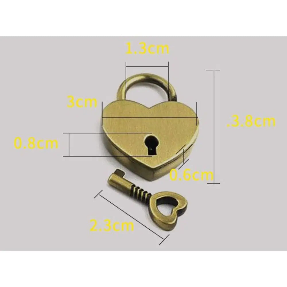 Vintage Heart Shape Mini Padlock – Antique Style Jewelry Box Lock