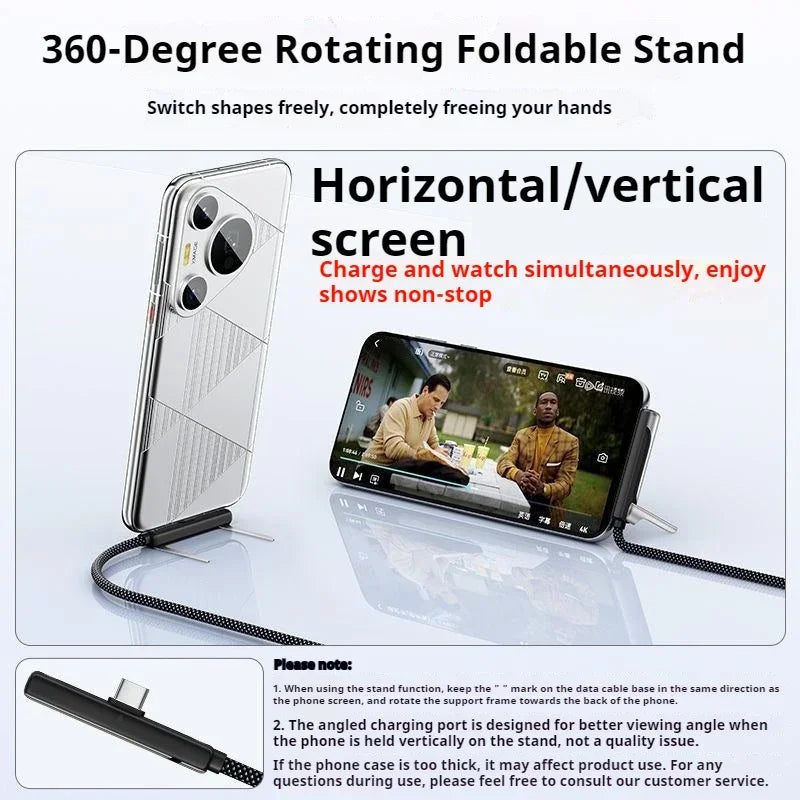 240W 2-in-1 Type-C Fast Charging Cable & Foldable Stand
