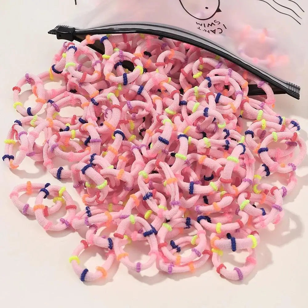 200pcs Colorful Elastic Hair Bands for Kids – Ponytail Ties
