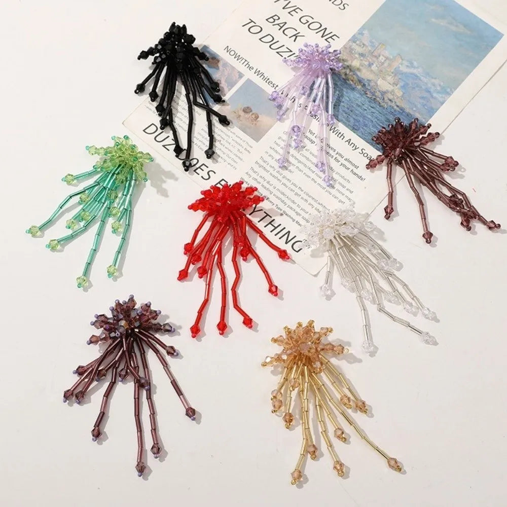 3D Crystal Beaded Flower Patch – Hand-Sewn Glass Bead Appliqué