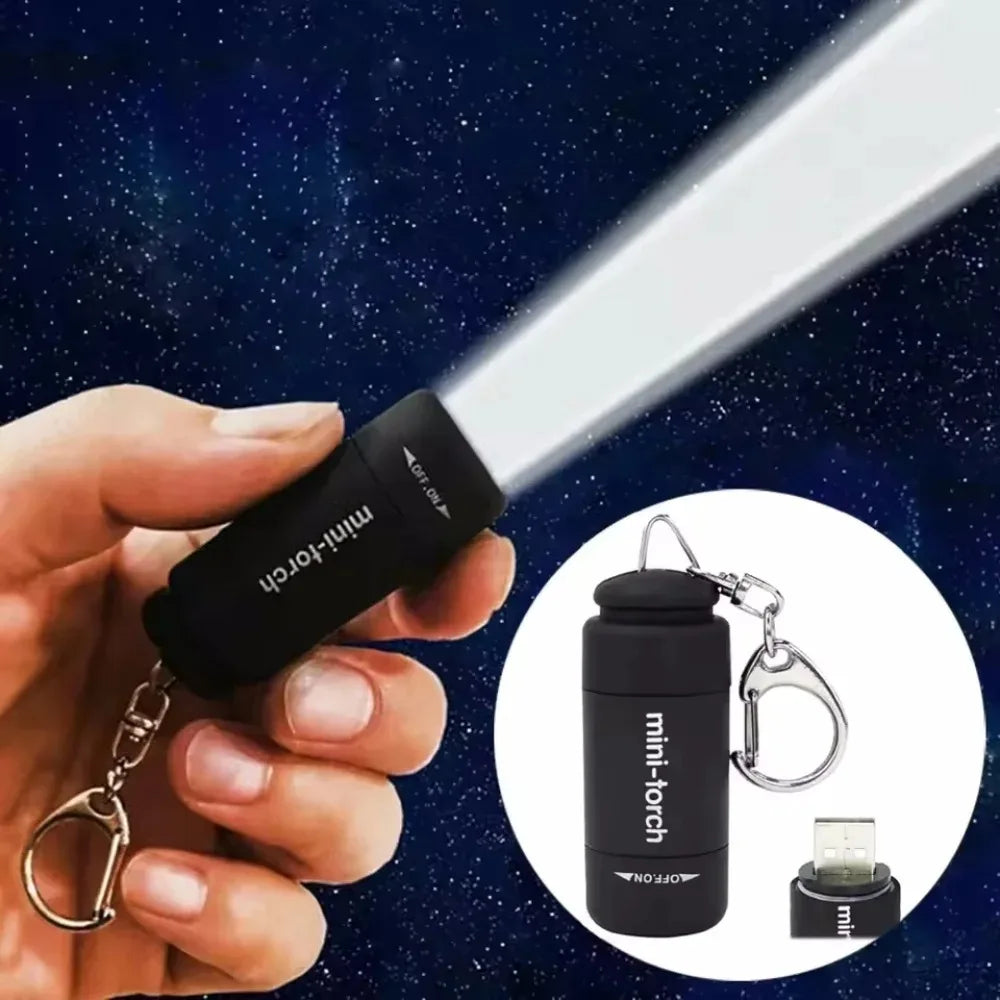 Mini LED Keychain Flashlight USB Rechargeable Waterproof EDC