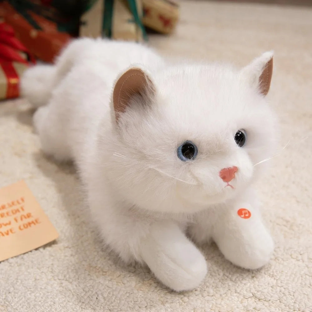 Realistic Cat Plush Toy – Fluffy Voiced Stuffed Animal Doll 40cm