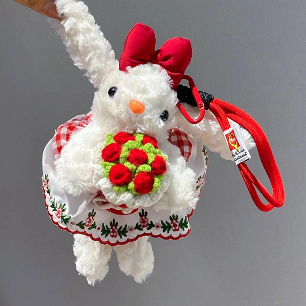 Plush Lop Ear Rabbit Doll Pendant | Bowknot Stuffed Bunny Charm