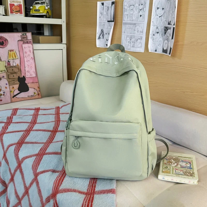 Letter-Embroidered Girls School Backpack – Large & Lightweight