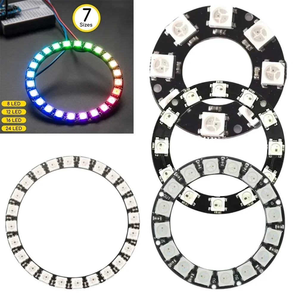 WS2812 NeoPixel 5V RGB LED Ring – Individually Addressable