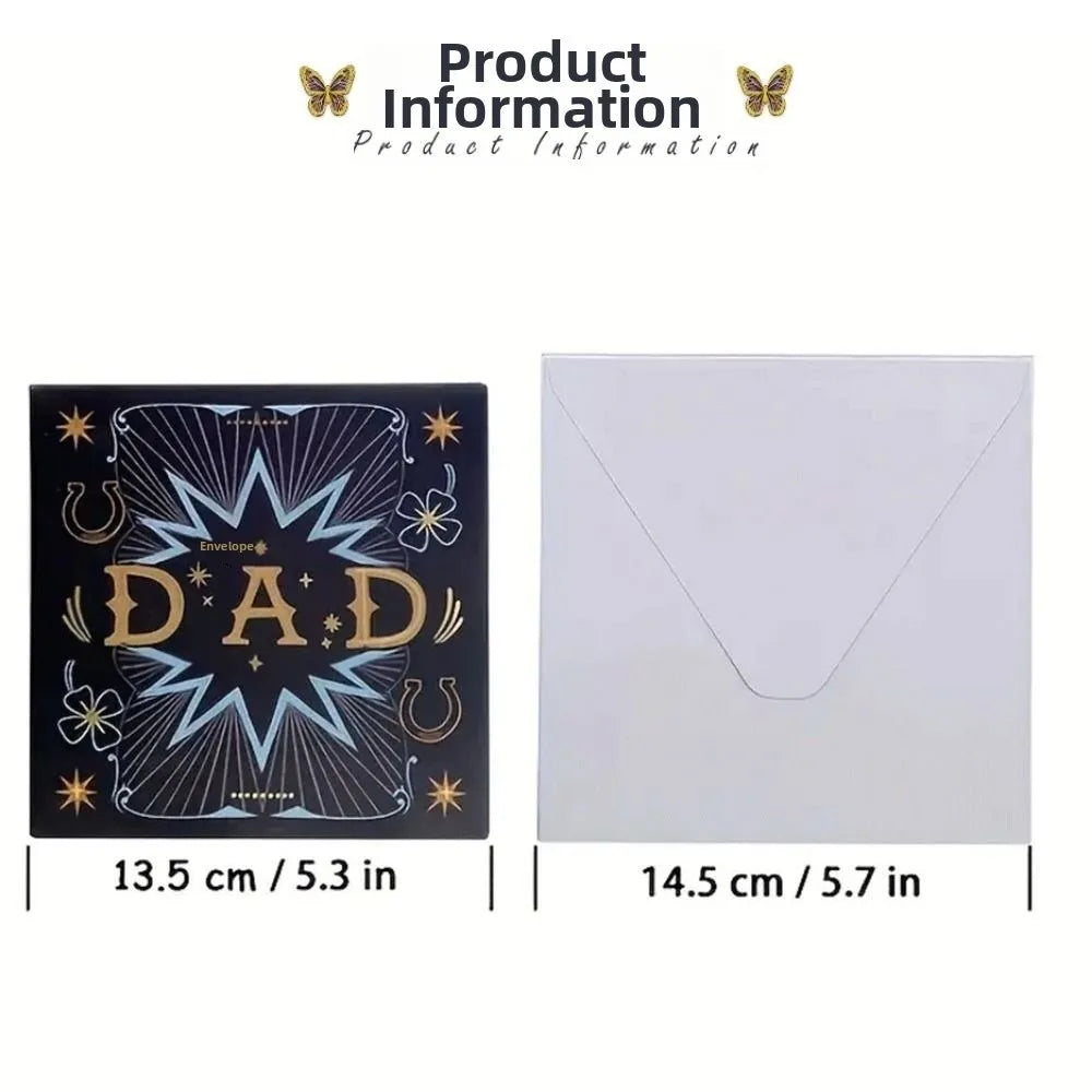 3D Pop-Up Father's Day Card with Envelope – Multicolor Cartoon