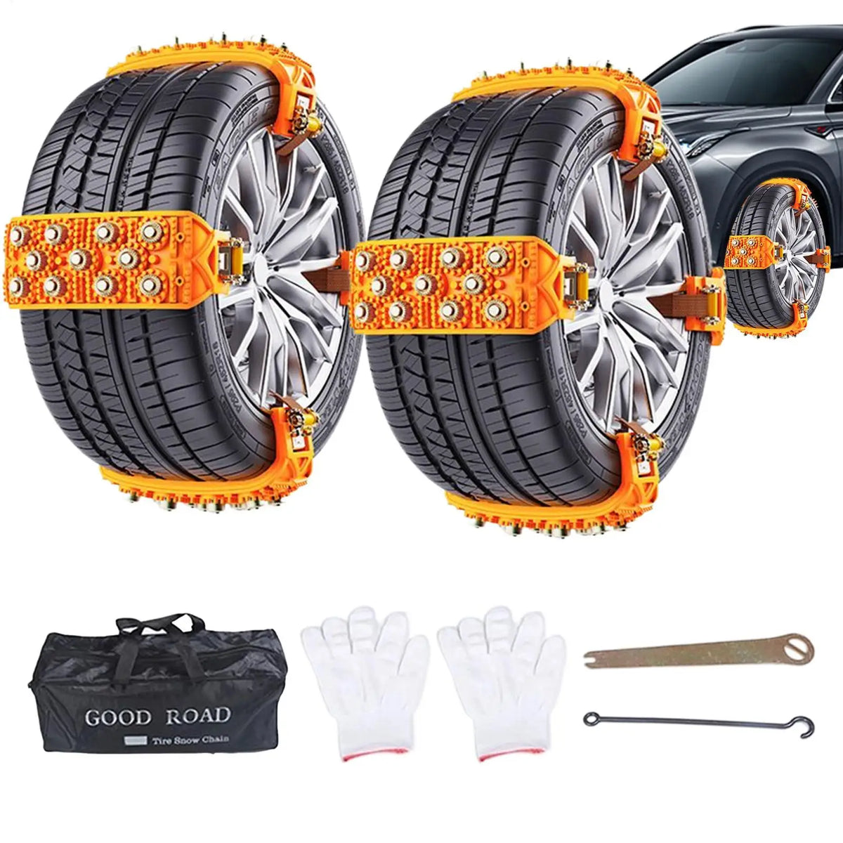 8-Piece Winter Tire Snow Chains | Anti-Slip 165–265mm Car Chains