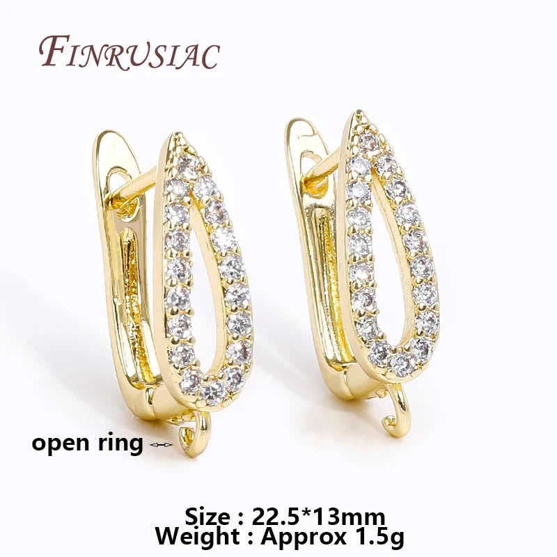 18K Gold Plated Zircon Earring Hook Clasps | DIY Jewelry Findings