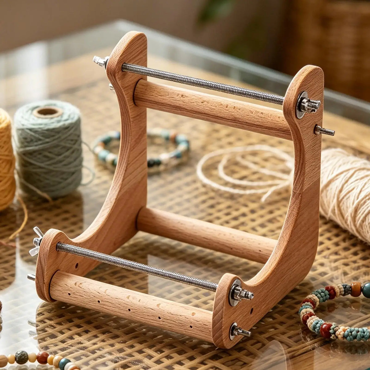 Wood Beading Loom – Adjustable Bracelet & Necklace Weaving Frame