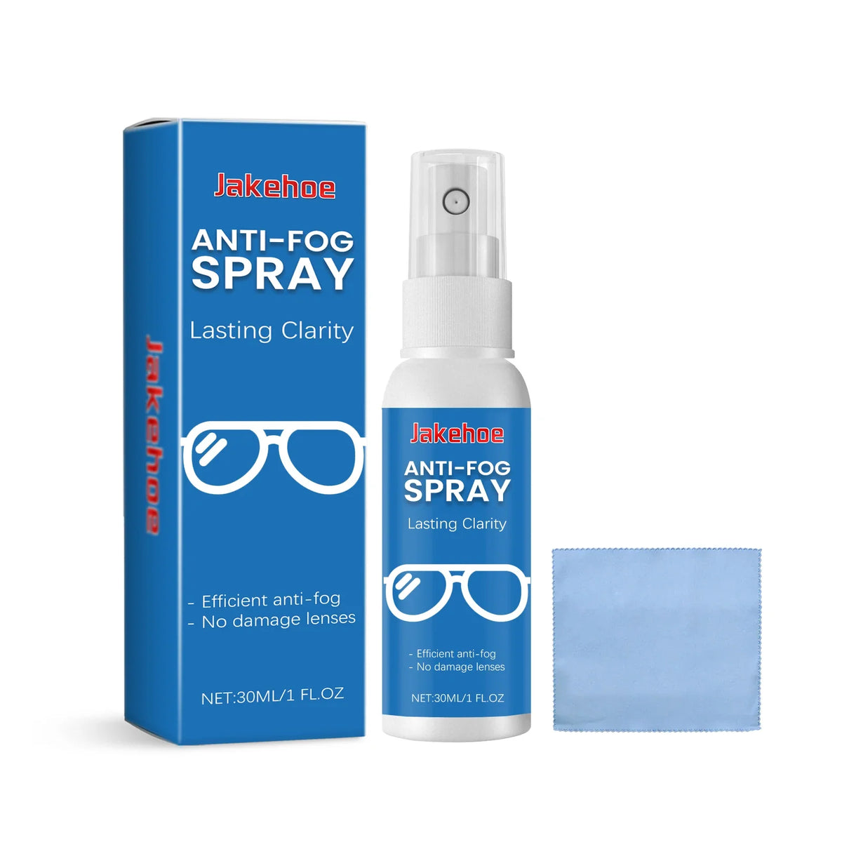 JAKEHOE Anti-Fog Eyeglass Cleaning Spray 30ml | Clear Lenses